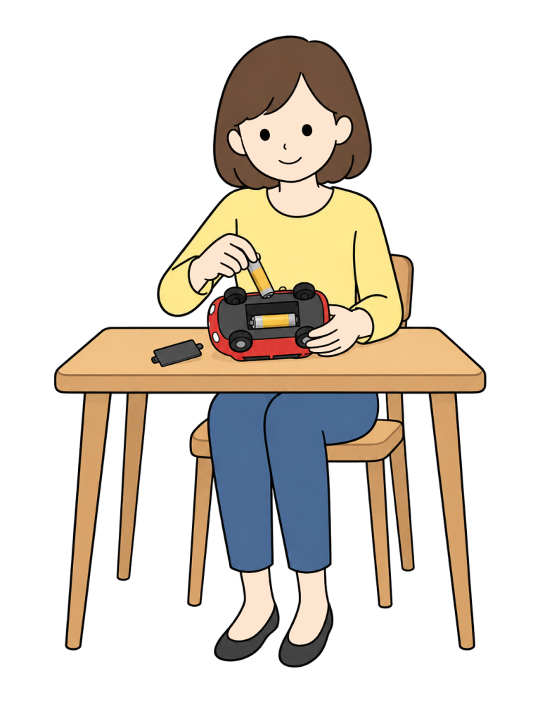 Parent removing batteries from an electronic toy