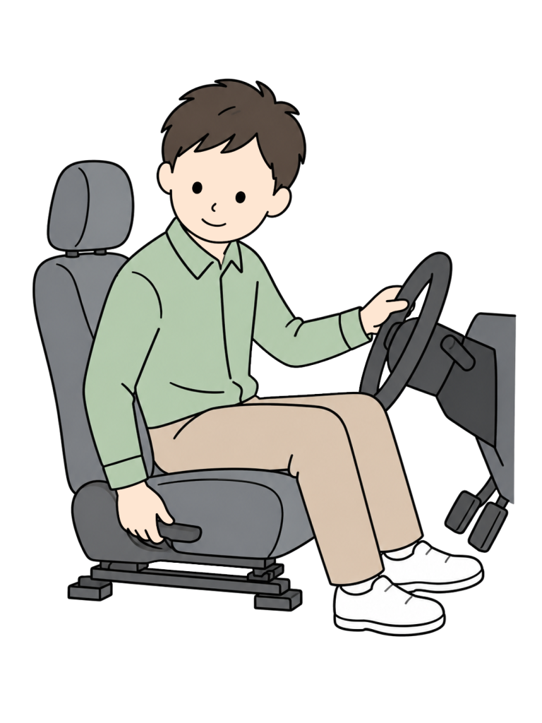 Person adjusting a driver seat before work