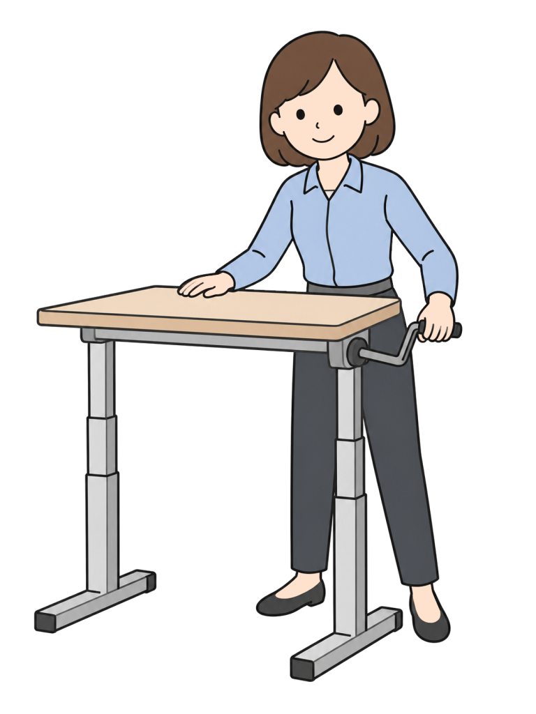 Person adjusting worktable height