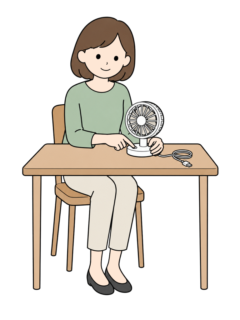 Person checking a broken usb fan