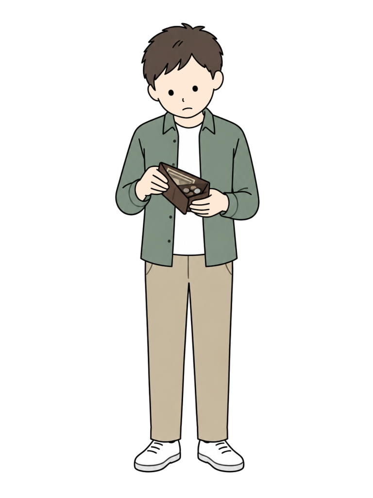 Person checking the contents of a wallet