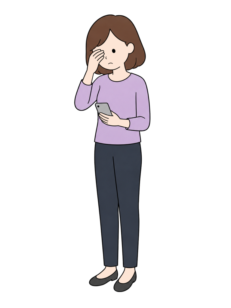 Person experiencing eye strain from smartphone use
