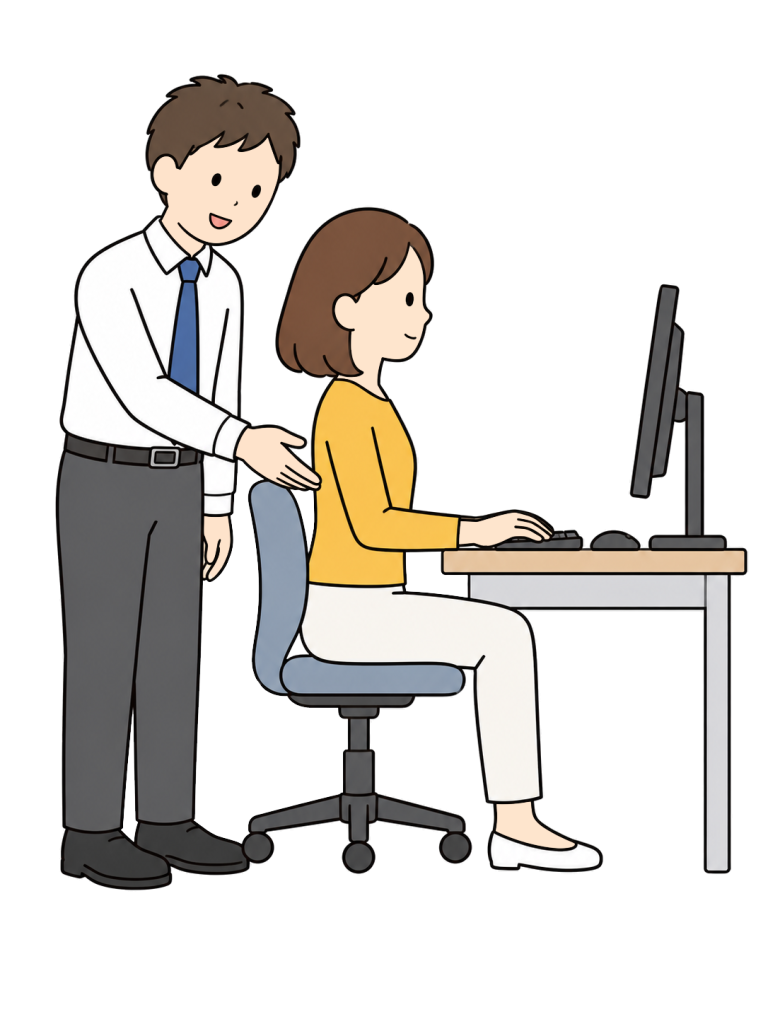 Person explaining good working posture to a colleague