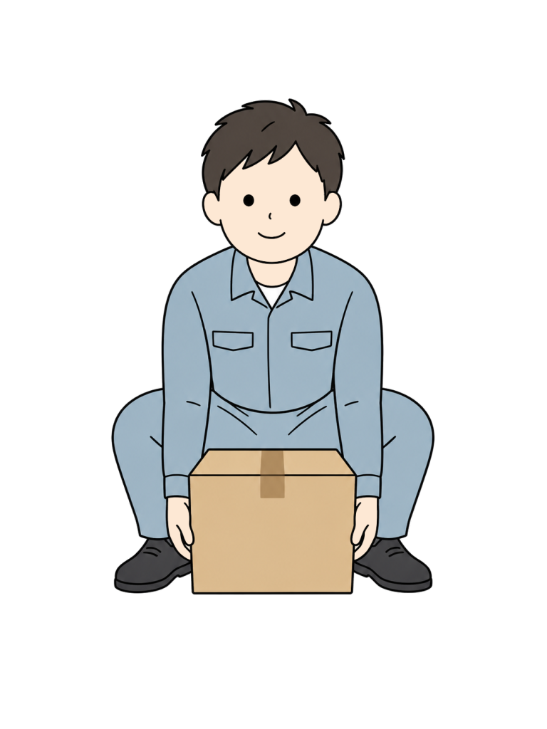 Person lifting a heavy box with bent knees