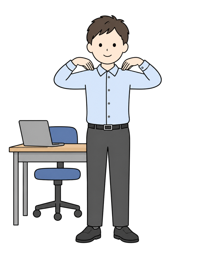 Person loosening the shoulders with shoulder rolls