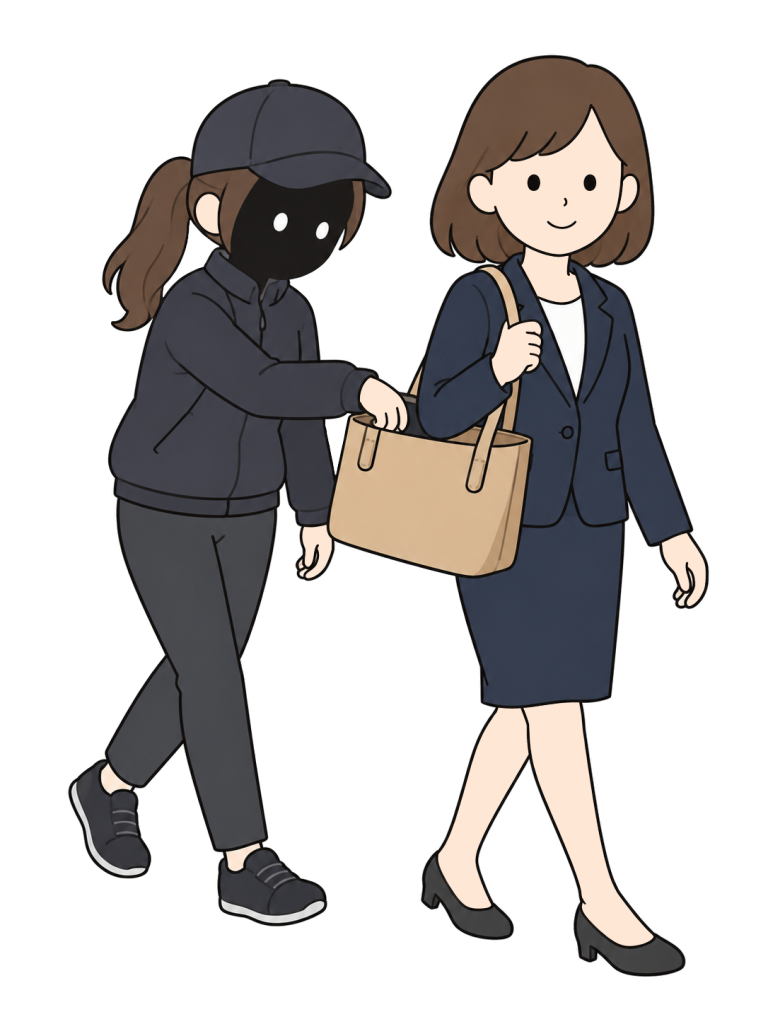 Person reaching into someone elses bag