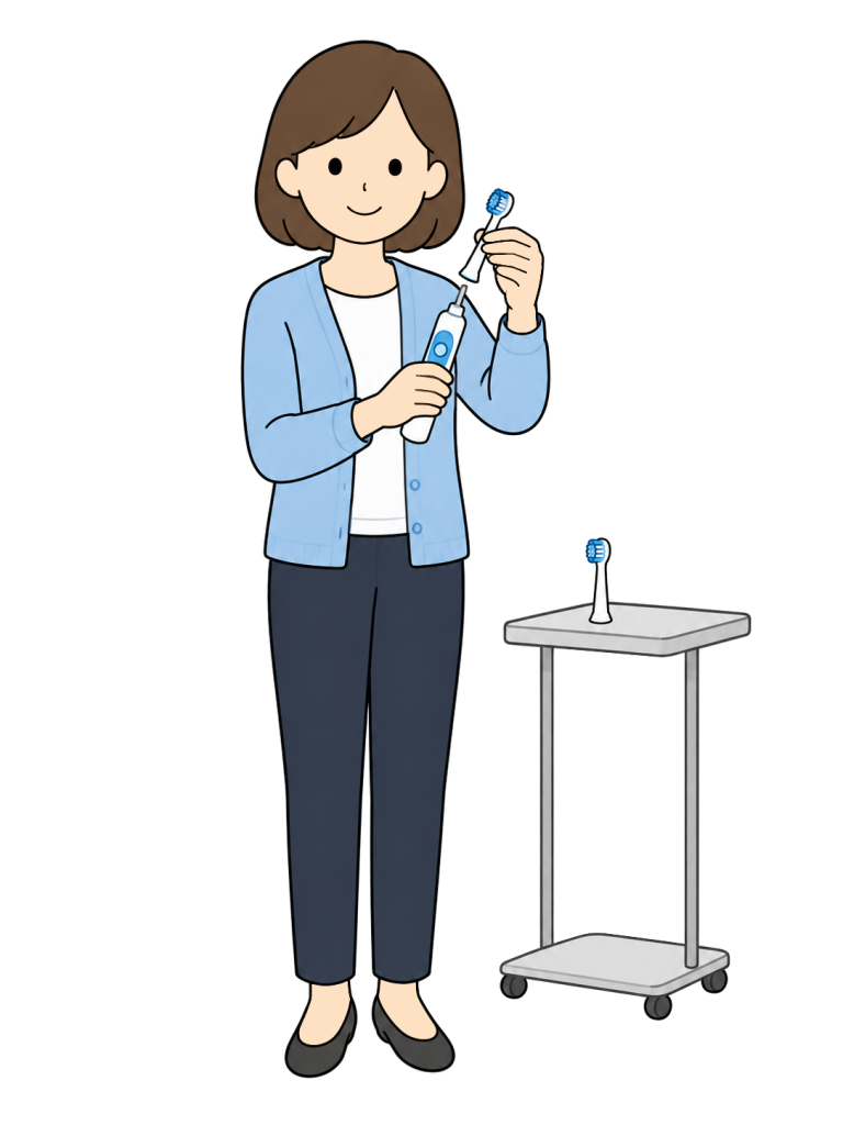 Person replacing an electric toothbrush head