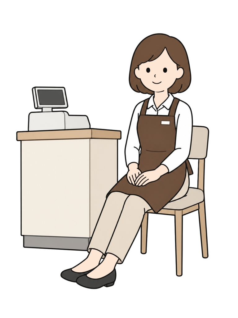 Person resting the legs during standing work