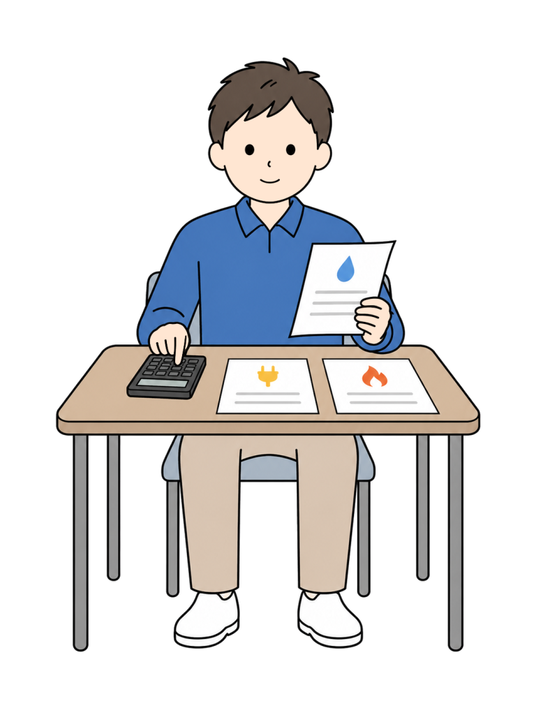 Person reviewing utility bills