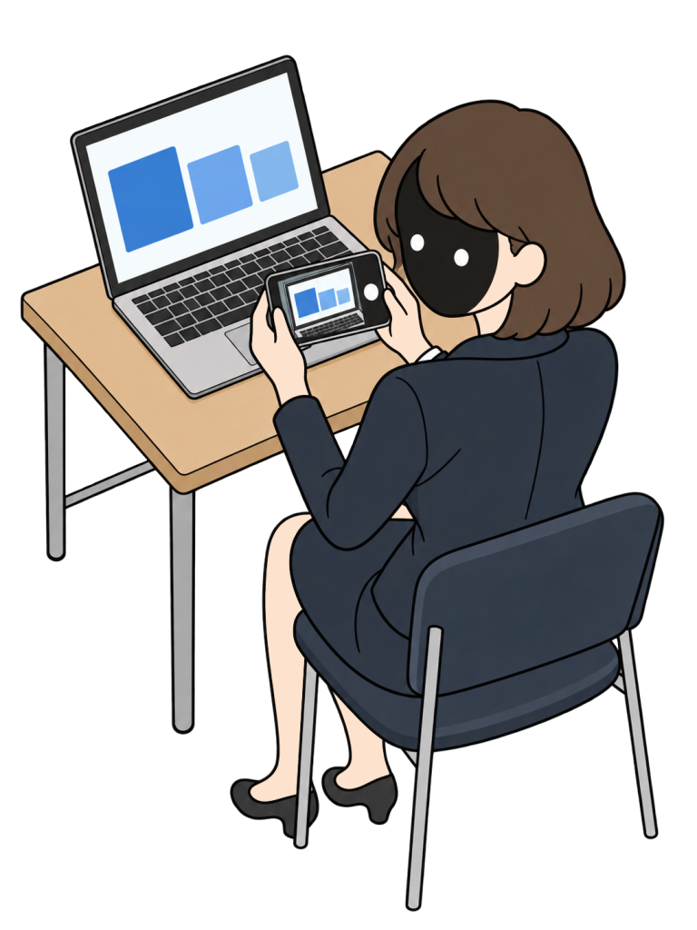 Person secretly photographing someone elses computer screen