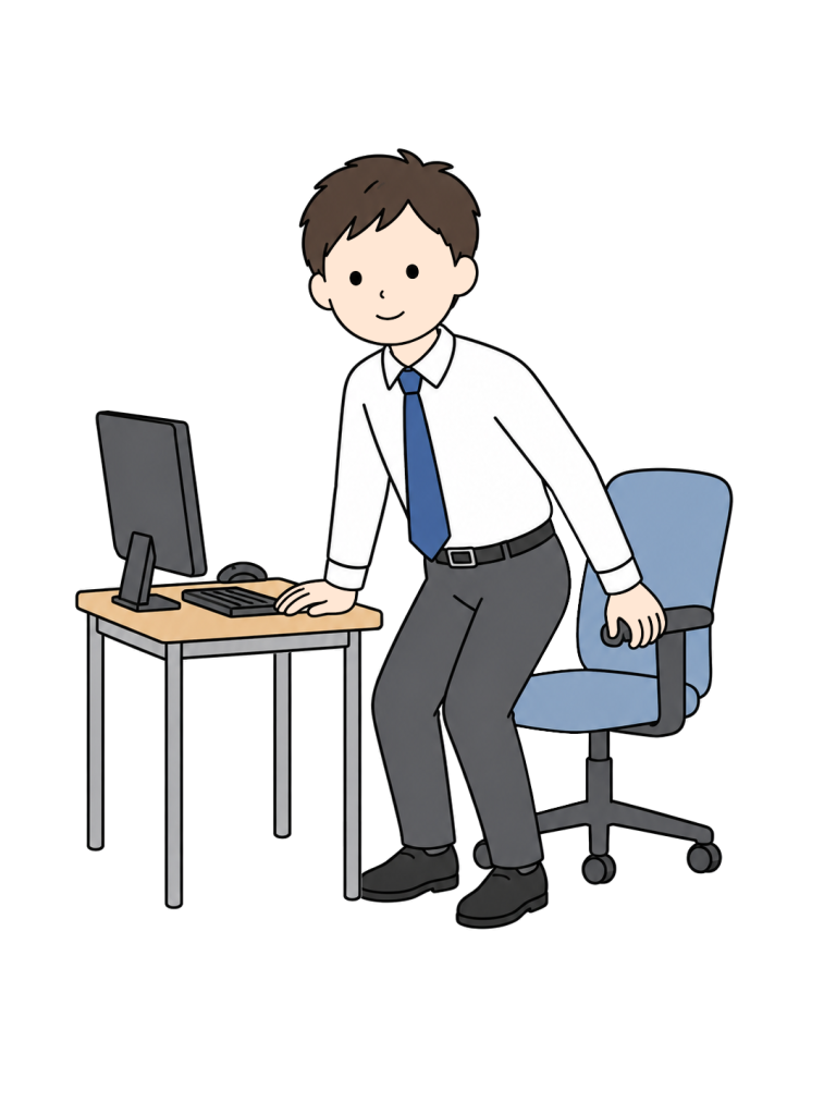 Person standing up during desk work