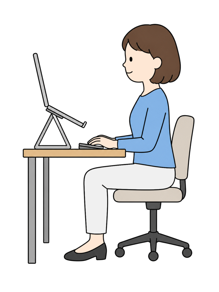 Person using a laptop stand