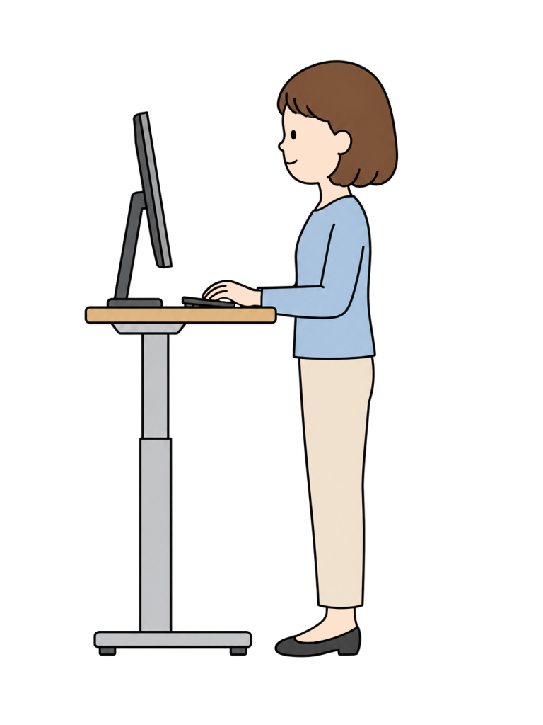 Person working at a standing desk