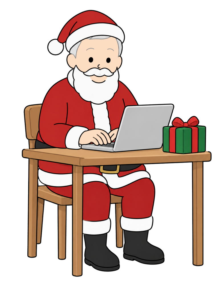 Santa using a computer