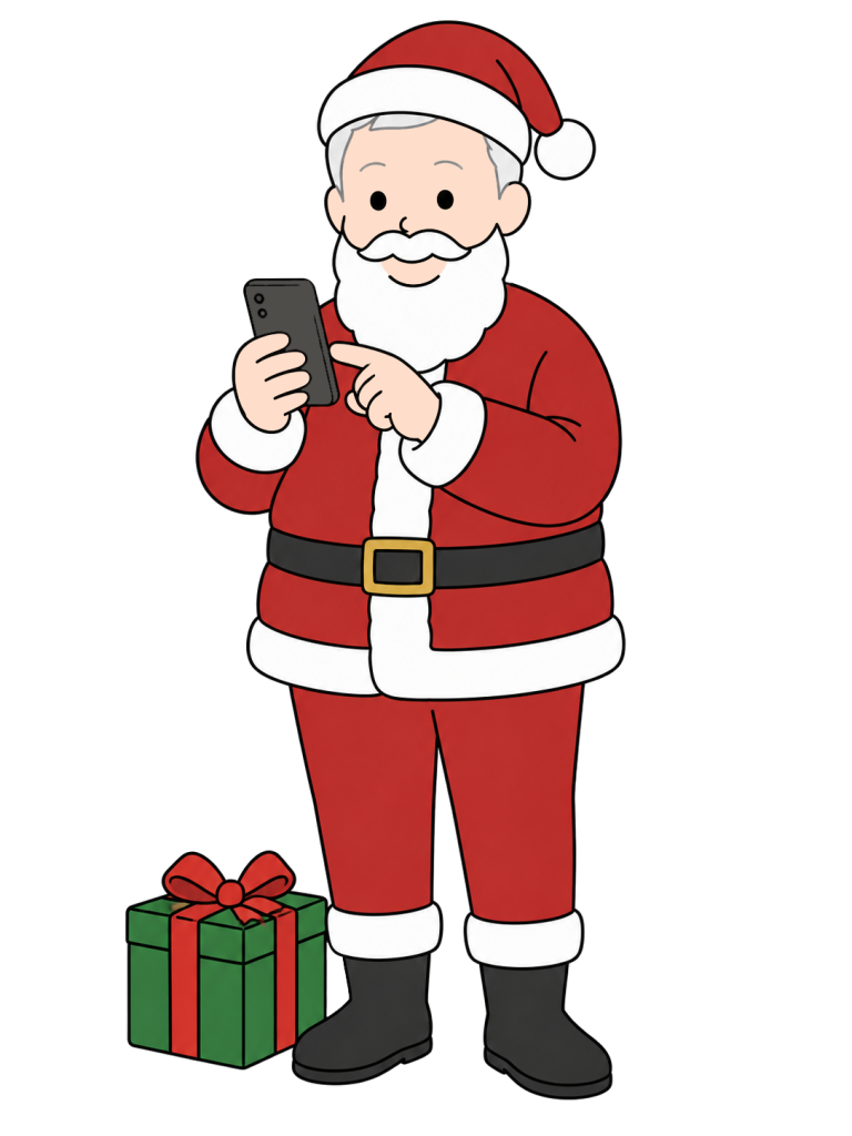 Santa using a smartphone