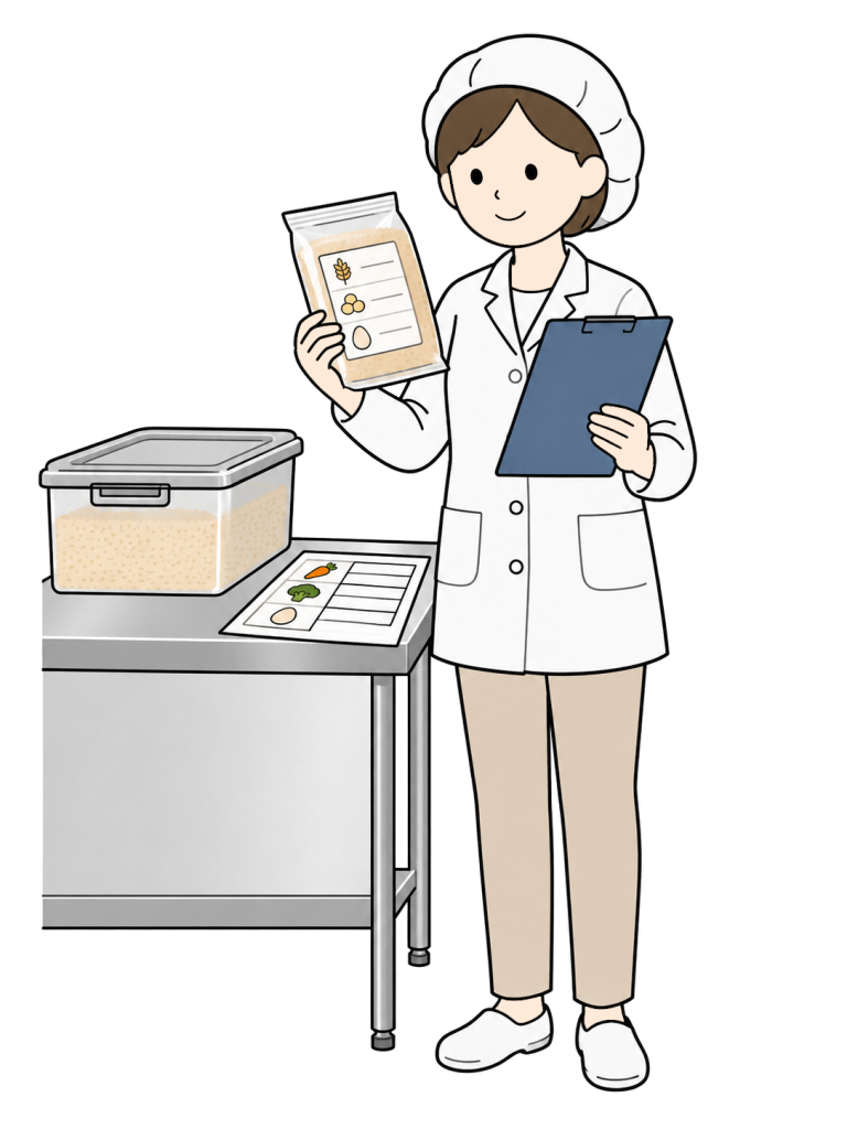 School nutrition teacher checking lunch ingredients