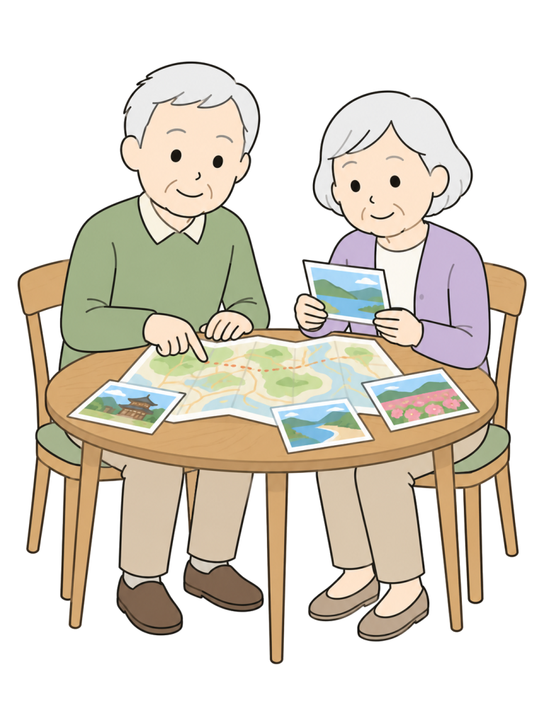 Senior couple planning a trip