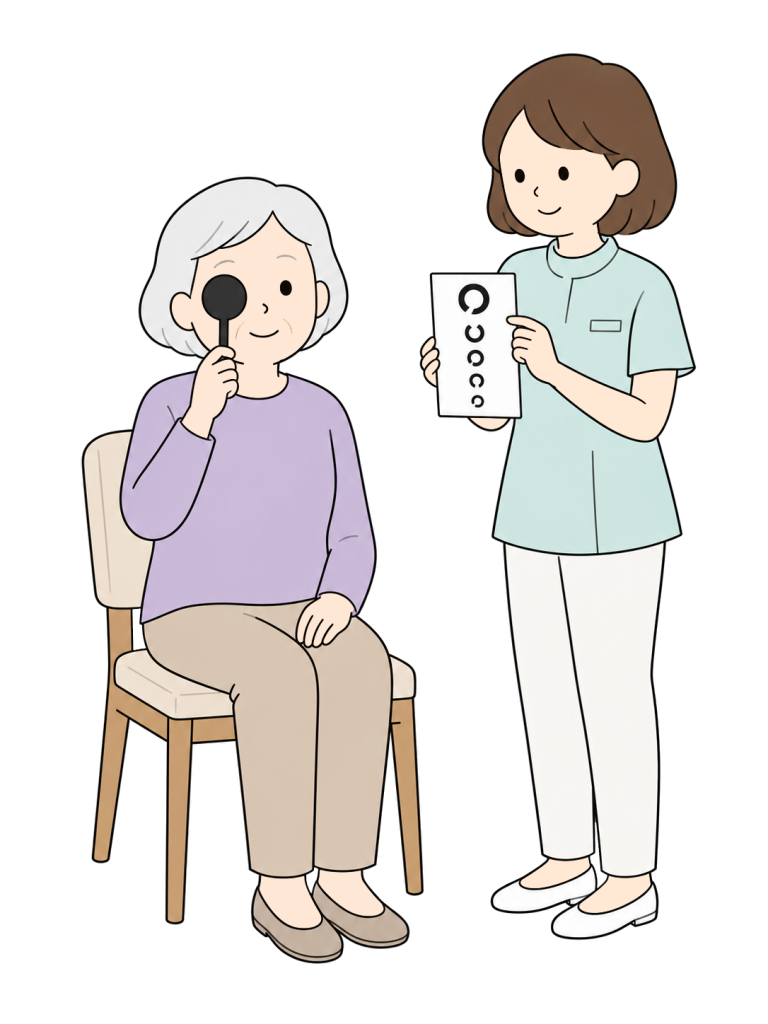 Senior having their vision checked at an eye clinic