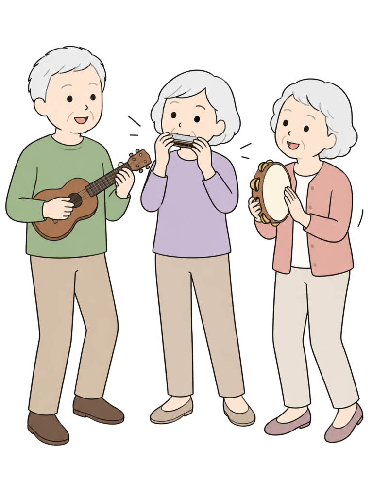 Seniors playing music together