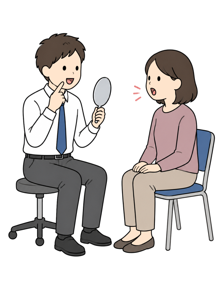 Speech therapist supporting vocal exercises