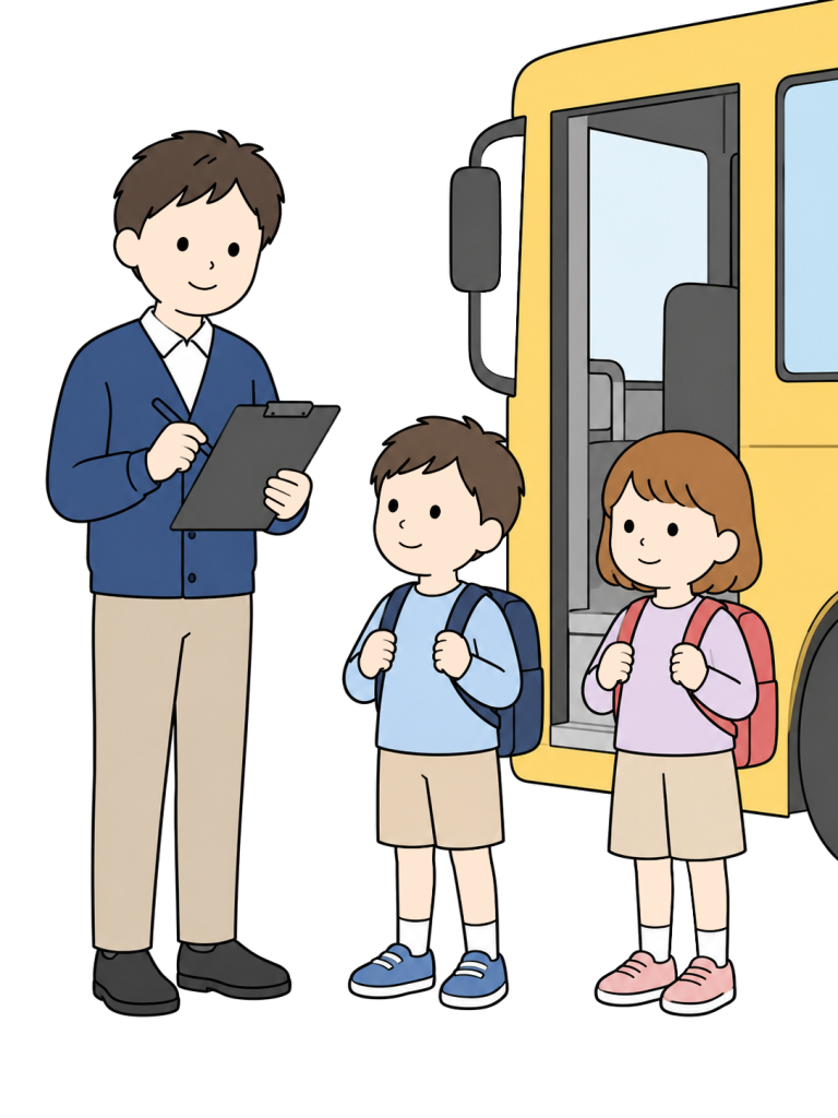 Teacher leading a school trip