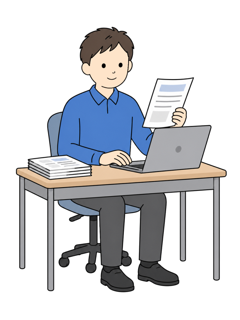 Teacher preparing a notice for parents