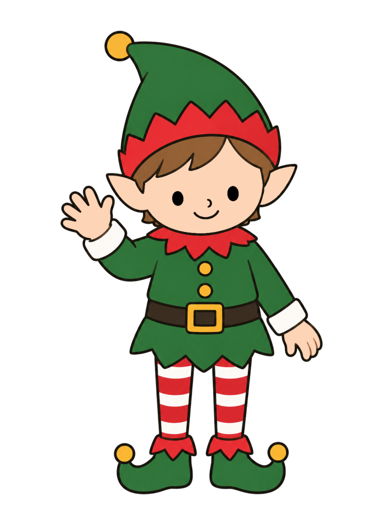 Waving christmas elf