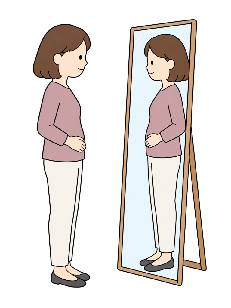 Woman checking her side profile in a mirror
