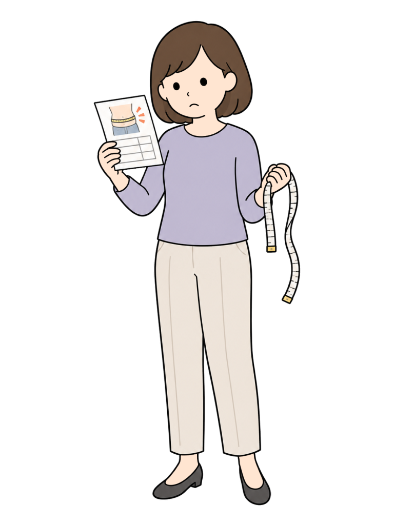 Woman concerned about her waist measurement