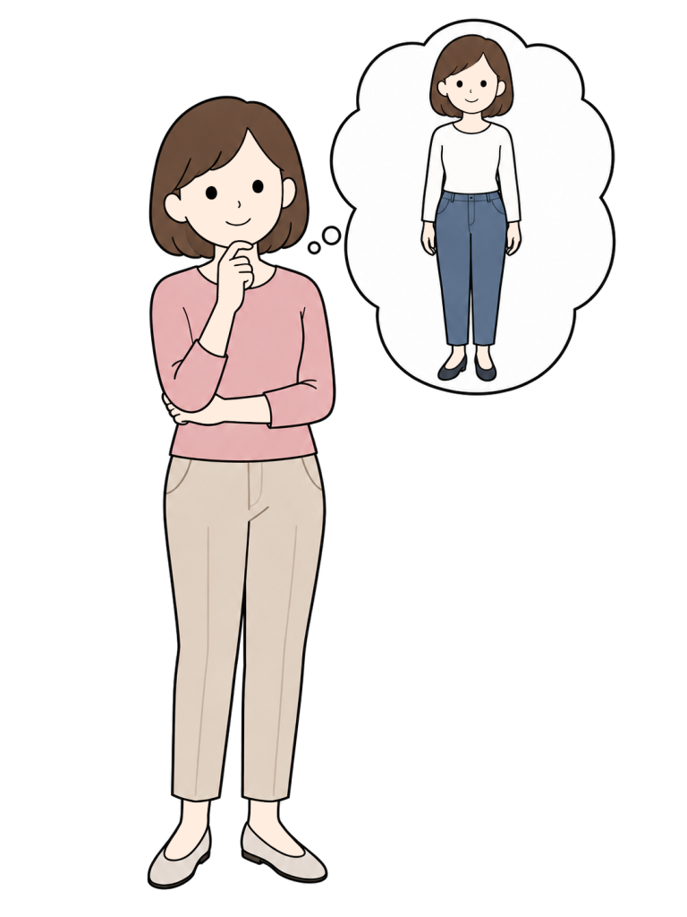 Woman imagining her desired body shape